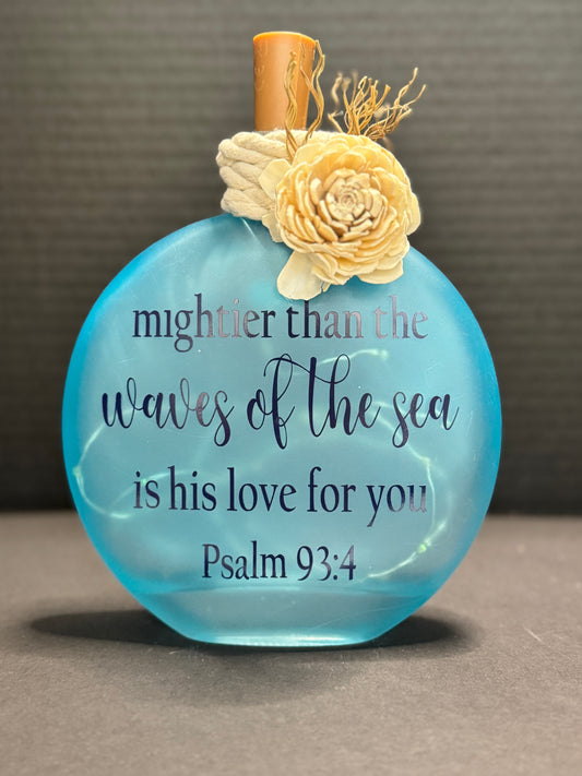 "Mightier Than The Waves of The Sea" Handcrafted Art Decor Bottle