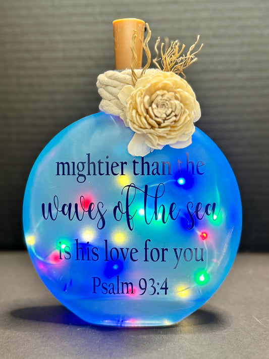 "Mightier Than The Waves of The Sea" Handcrafted Art Decor Bottle
