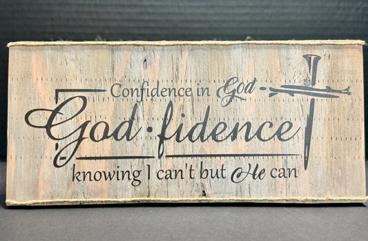"God-fidence" Handcrafted Wooden Sign